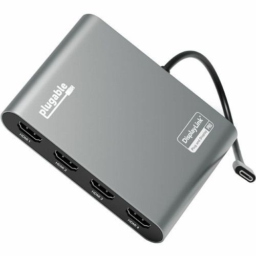 Plugable A/V Adapter - 1 x USB Type C - Male - 4 x HDMI Digital Audio/Video - Female (Fleet Network)