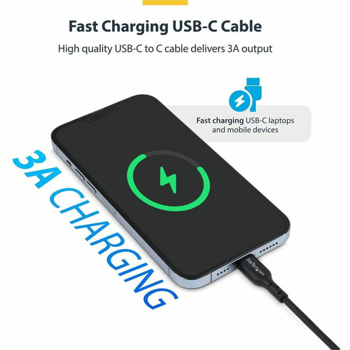 StarTech USB-C Charging Cable Charge And Sync PD 2.0 TPE Jacket Laptop Charger Cord StarTech.com USB2CC15FBKE