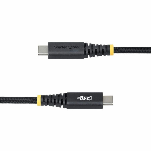StarTech. com S2CEPR6F-USB-CABLE USB-C Charging Cable - 6ft - 1. 8m - 240W PD 3. 1 EPR - USB 2. 0 - Dual-Layer Silicone/Braided - Rugged - Black