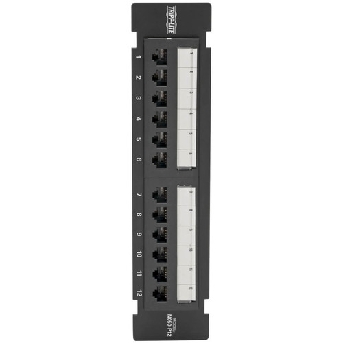 Tripp Lite 12 Port Wall-Mount Cat5e Patch Panel PoE Compliant Black Mountable Series RJ-45 S X N050-P12