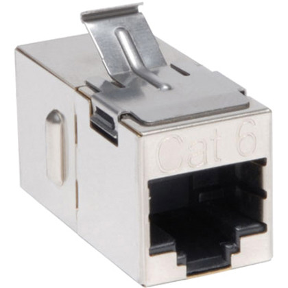 Tripp Lite series Cat6 Straight Through Shielded Modular In-line "Snap-in" Coupler (RJ45 F/F) - Silver - Gold (Fleet Network)