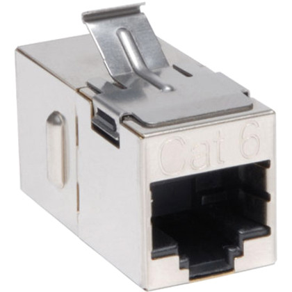 Tripp Lite series Cat6 Straight Through Shielded Modular In-line "Snap-in" Coupler (RJ45 F/F) - Silver - Gold (N235-001-SH)