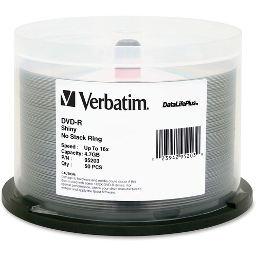 Verbatim DataLifePlus 95203 DVD Recordable Media - DVD-R - 16x - 4.70 GB - 50 - Silver (Fleet Network)