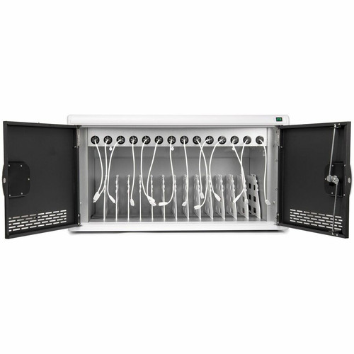 Rocstor VT0022-S1 Volt C14 Pre-Wired Intelligent Charging Station 65W - Steel Cart for 14 Devices - Silver