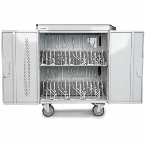 Rocstor VT0017-S1 Volt Charging Cart - 3 Shelves for 32 Devices - Steel Frame with Push Handle & 4 Casters - 30"W x 25.1"D x 40.7"H