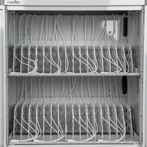 Rocstor VT0017-S1 Volt Charging Cart - 3 Shelves for 32 Devices - Steel Frame with Push Handle & 4 Casters - 30"W x 25.1"D x 40.7"H