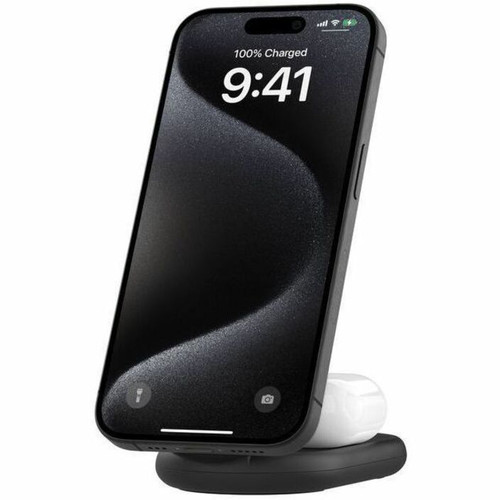 Belkin BoostCharge 2-in-1 Magnetic Foldable Wireless Charger with Qi2 15W - For Qi2-enabled Device, iPhone, AirPod - Input connectors: (WIZ028ttBK)