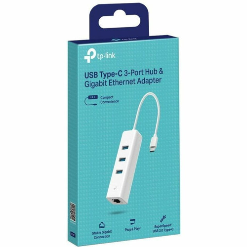 TP-Link USB Type-C 3 Port Hub With Gigabit Ethernet Adapter And 3.0 Connectivity Keyboard Printer Drive Mouse Hard MB/s UE330C