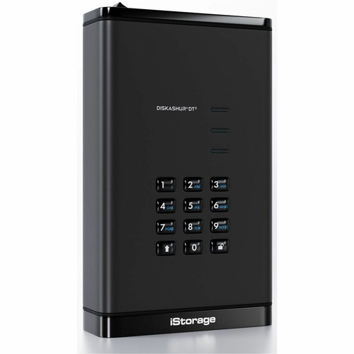 iStorage diskAshur DT3 12 TB Portable Hard Drive - 3.5" External  - Printer, Scanner, Camera Device Supported - USB 3.2 (Gen 1) Type C (IS-DT3-256-12000-F)