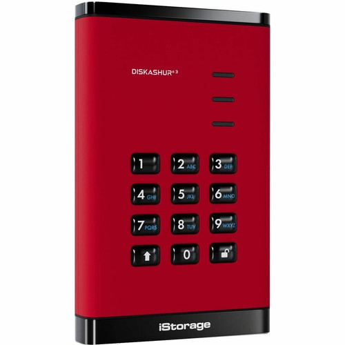 iStorage diskAshur3 512 GB Portable Solid State Drive - 2.5" External - Red  - Printer, Scanner, Camera Device Supported - USB 3.2 1) (IS-DA3-256-SSD-512-R)