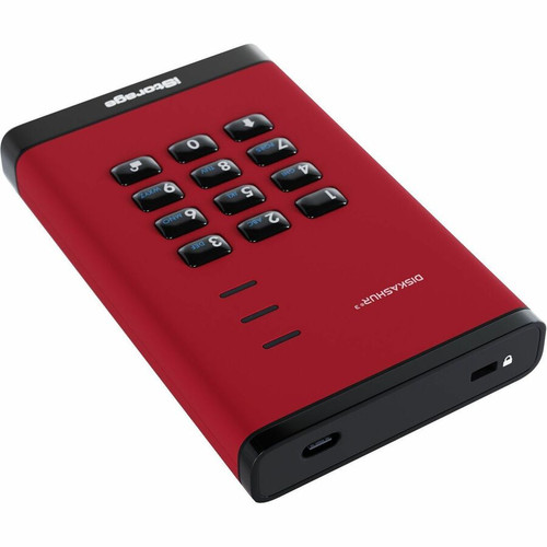 iStorage diskAshur3 512 GB Portable Solid State Drive - 2.5" External - Red  - Printer, Scanner, Camera Device Supported - USB 3.2 1) (IS-DA3-256-SSD-512-R)