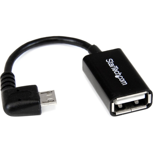 StarTech.com 5in Right Angle Micro USB to USB OTG Host Adapter M/F - USB for Cellular Phone, Tablet, Digital Text Reader, Flash Drive (Fleet Network)