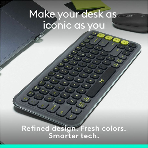Logitech POP Icon Keys Keyboard - Wireless Connectivity - Bluetooth - Compact - Easy-Switch, Power Switch Hot Key(s) - Android 12, iOS (920-013143)