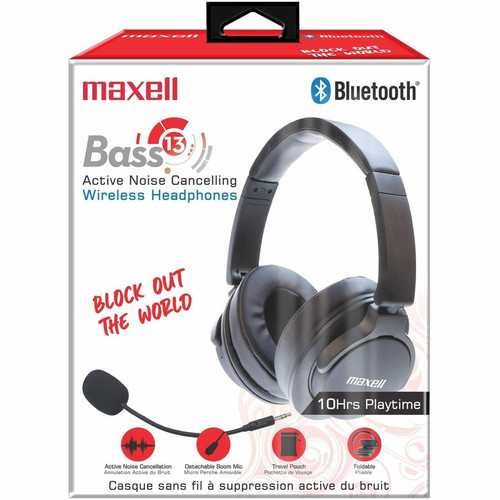 Maxell Bass 13 Wireless Bluetooth Over-the-head Circumaural Binaural Headphones In Black Stereo 199685