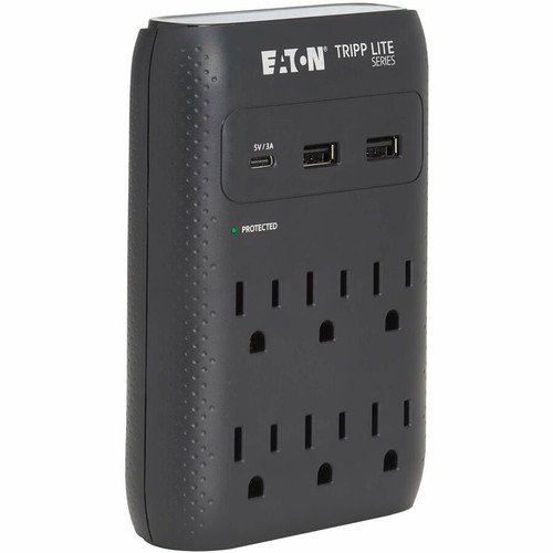 Tripp Lite by Eaton SK60CB Tripp Lite Protect It! 6-Outlet Surge Suppressor with USB-C & USB-A - 1080J - NEMA 5-15P - Black