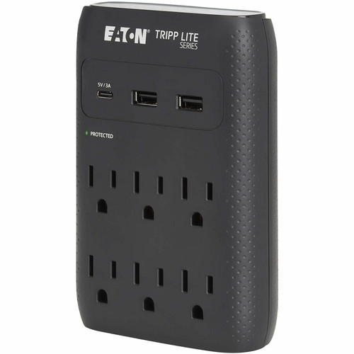 Tripp Lite by Eaton SK60CB Tripp Lite Protect It! 6-Outlet Surge Suppressor with USB-C & USB-A - 1080J - NEMA 5-15P - Black