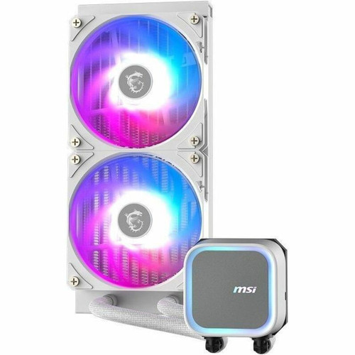 MSI MAG Coreliquid 240 White Edition Compact Liquid CPU Cooler With Dual 120 Mm Fans Fan/Radiator/Water Block/Pump Diameter Cooling Maximum CLA13240WT