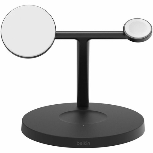 Belkin BoostCharge Pro 3-in-1 Wireless Charging Stand with Qi2 15W - For Qi2-enabled Device, iPhone, Smartwatch, AirPod - Input USB - (WIZ032TTBK)