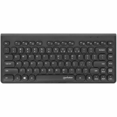 Manhattan Slim Wireless USB Mini Keyboard - Wireless Connectivity - RF - Compact - 32.81 ft (10000 mm) - 2.40 GHz - USB Type A - 82 - (180764)