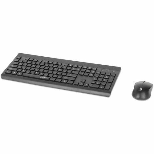 Manhattan MWK7350 Wireless USB Keyboard and Mouse Combo Set - USB Type A Membrane Wireless RF 2.40 GHz Keyboard - 104 Key - Black - A (Fleet Network)