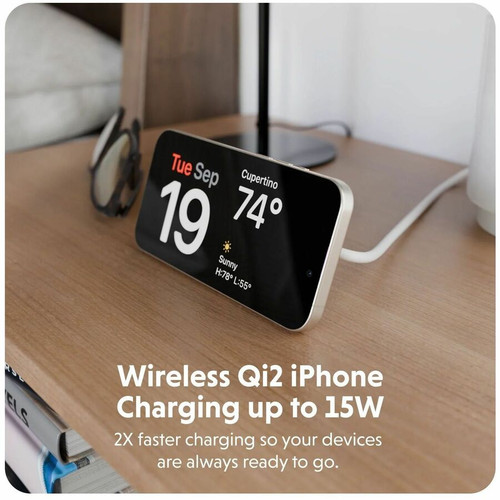Targus HyperJuice Qi2 2-in-1 Magnetic Charging Stand - For Smartwatch, Wireless Earphone, Smartphone, Android Device, Qi2-enabled - (HJ3310WHGL)