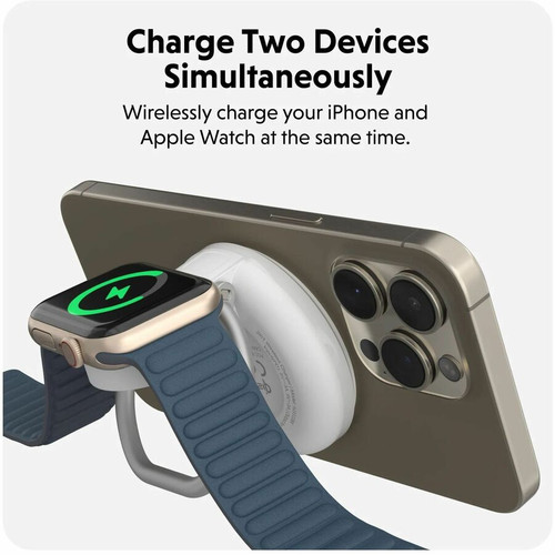 Targus HyperJuice Qi2 2-in-1 Magnetic Charging Stand - For Smartwatch, Wireless Earphone, Smartphone, Android Device, Qi2-enabled - (HJ3310WHGL)