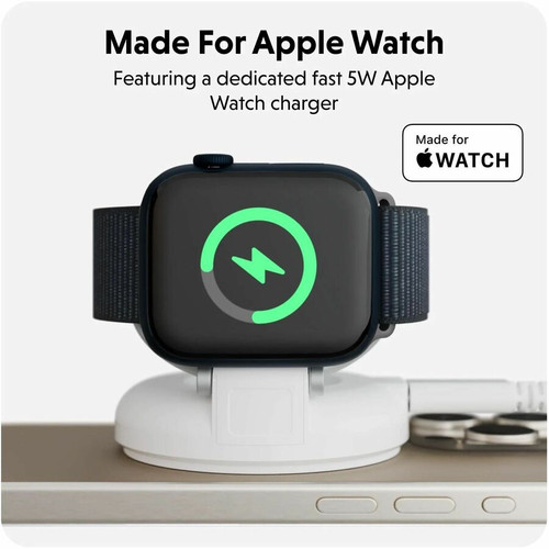 Targus HyperJuice Qi2 2-in-1 Magnetic Charging Stand - For Smartwatch, Wireless Earphone, Smartphone, Android Device, Qi2-enabled - (HJ3310WHGL)