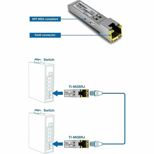 TRENDnet TI-MGBRJ Industrial 1000BASE-T SFP RJ45 Copper Module - Gigabit Ethernet - Hot-Pluggable - MSA Compliant
