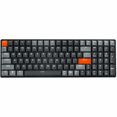 Adesso EASYTOUCH 1200 Keyboard - Wired/Wireless Bluetooth/RF - RGB LED Backlit - 100 Key Tenkeyless - Red Switch - USB/USB-C