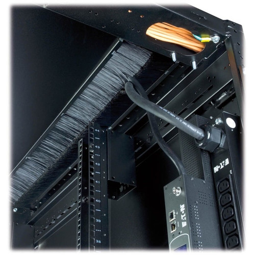 Eaton S-Series Rack: 48U, 24"W, 42"D With Divider Panel - 48U Rack Height - Black - Metal - 2000 lb (907184.74 g) Dynamic/Rolling - lb (ETN-ENC482442S)