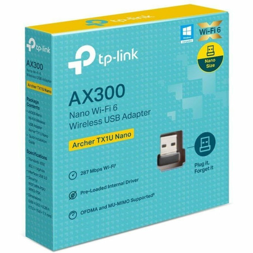 TP-Link Archer TX1U Nano IEEE 802.11b/g/n/ax Wi-Fi Adapter - USB 2.0 - 2.40 GHz ISM - 5 GHz UNII - External (Archer TX1U Nano)