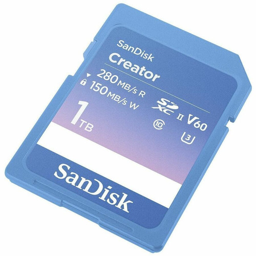 SanDisk Creator SDSDXEP-1T00-GNCIS 1 TB Class 10/UHS-II (U3) V60 SDXC - 280 MB/s Read - 150 MB/s Write - Lifetime Warranty (SDSDXEP-1T00-GNCIS)