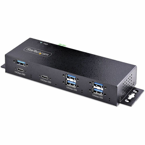 StarTech.com 7-Port Industrial USB 10Gbps Hub with Power Adapter, Mountable, 5x USB-A and 2x USB-C Downstream Ports, ESD Protection, - (Fleet Network)