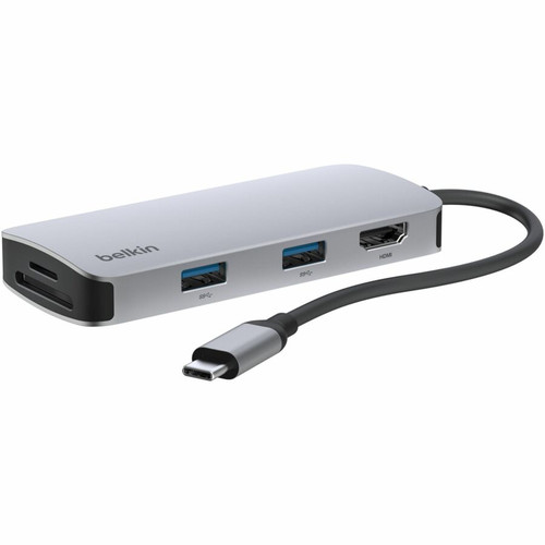 Belkin AVC007FQSGY-V2 Connect USB-C 5-in-1 Multiport Hub - 4K HDMI - 2xUSB-A - SD/MicroSD Reader - 5Gbps Docking Station - Grey