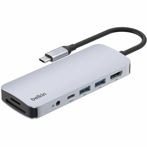 Belkin Connect USB-C 7-in-1 Multiport Hub Adapter - for Notebook, Monitor, Tablet, Smartphone, Desktop PC - Charging Capability - Card (Fleet Network)