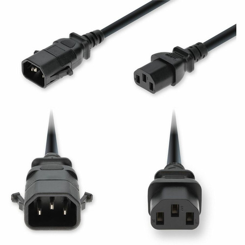AddOn 3ft C14 Male to C13 Female P-Lock Compatible Standard Commercial 18 AWG 250V at 10A PVC SJT (Service Junior Thermoplastic) Black (Fleet Network)