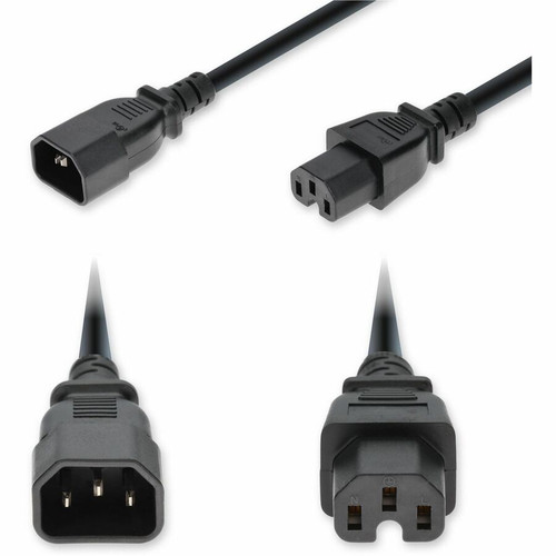 AddOn 8ft C14 Male to C15 Female High-Temperature 14 AWG 250V at 15A PVC SJT (Service Junior Thermoplastic) Black Power Cable - 14 - V (Fleet Network)