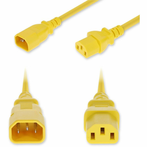 AddOn 6ft C14 Male to C13 Female Standard Commercial 18 AWG 250V at 10A PVC SJT (Service Junior Thermoplastic) Yellow Power Cable - 18 (Fleet Network)