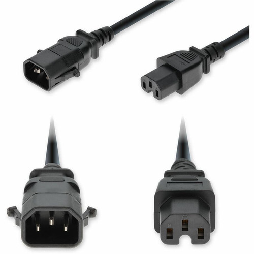 AddOn 3ft C14 Male to C15 Female P-Lock Compatible High-Temperature 14 AWG 250V at 15A PVC SJT (Service Junior Thermoplastic) Black - (Fleet Network)