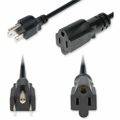 AddOn 6ft NEMA 5-15P Male to 5-15R Female Standard Commercial 16 AWG 125V at 13A PVC SJTW (Service Junior Thermoplastic Black Power - (Fleet Network)
