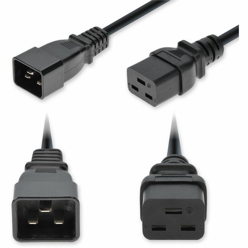 AddOn 5ft C20 Male to C19 Female Industrial Grade 14 AWG 250V at 15A PVC SJT (Service Junior Thermoplastic) Black Power Cable - 14 - V (Fleet Network)