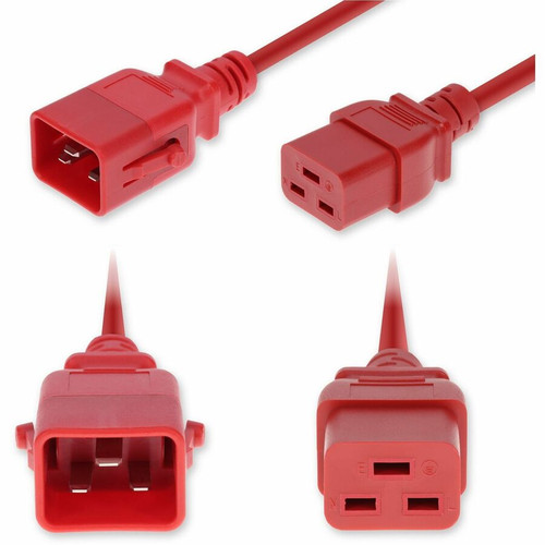 AddOn 5ft C20 Male to C19 Female P-Lock Compatible Industrial Grade 12 AWG 250V at 20A PVC SJT (Service Junior Thermoplastic) Red - 12 (Fleet Network)