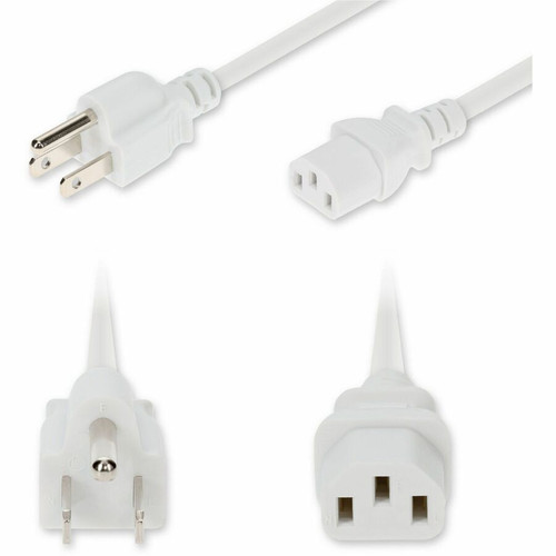 AddOn 1ft NEMA 5-15P Male to C13 Female Standard Commercial 18 AWG 125V at 10A PVC SJT (Service Junior Thermoplastic) White Power - 18 (Fleet Network)