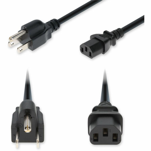 AddOn 1ft NEMA 5-15P Male to C13 Female Standard Commercial 16 AWG 125V at 13A PVC SJT (Service Junior Thermoplastic) Black Power - 16 (Fleet Network)