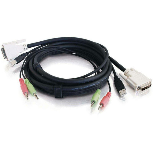 C2G Dual Link DVI/USB KVM Cable with Audio - 10 ft USB KVM Cable - Black (14180)