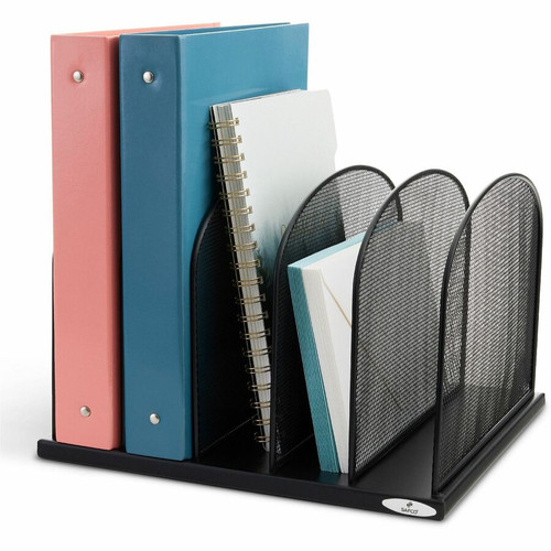 Safco Mesh Desk Organizers - 5 Compartment(s) - Compartment Size : 2" (50.80 mm) - 8.3" (209.55 mm) Height x 12.5" (317.50 mm) Width x (3256BL)