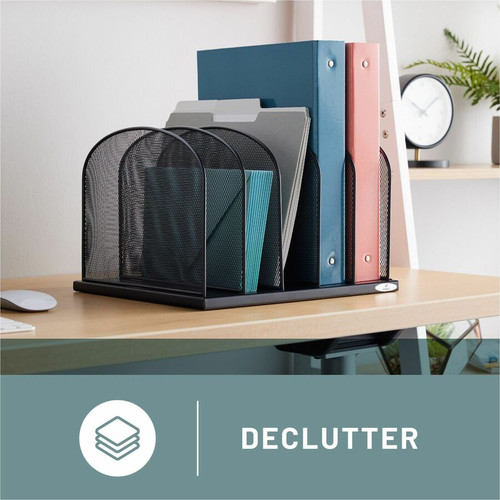 Safco Mesh Desk Organizers - 5 Compartment(s) - Compartment Size : 2" (50.80 mm) - 8.3" (209.55 mm) Height x 12.5" (317.50 mm) Width x (3256BL)