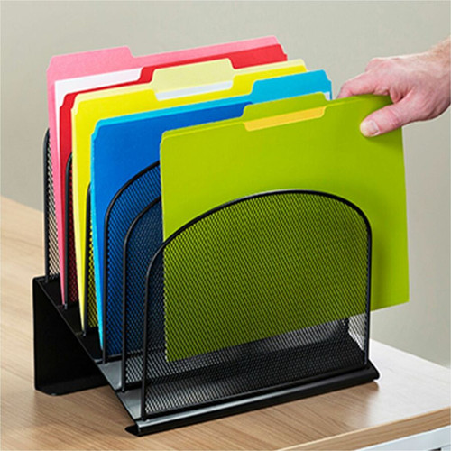 Safco Onyx Wire Mesh Desktop Organizer - 5 Compartment(s) - Compartment Size : 1" (25.40 mm) - 12" (304.80 mm) Height x 11.3" (285.75 (Fleet Network)