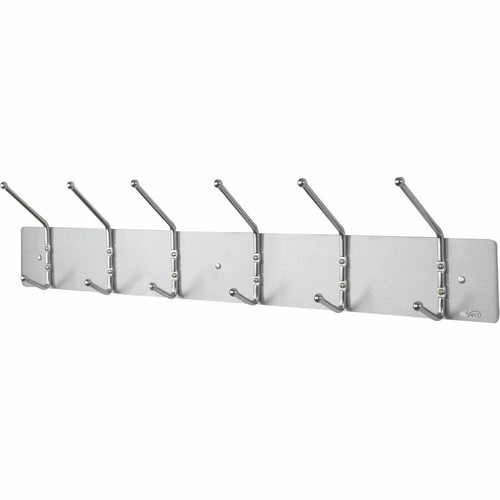 Safco 6-Hook Contemporary Steel Coat Hooks - 6 Hooks - 10 lb (4535.92 g) Capacity - 7" (177.80 mm) Height x 36" (914.40 mm) Width - - (Fleet Network)