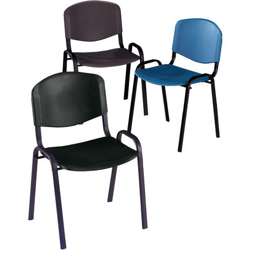 Safco 4185CH Contour Stack Chair - Charcoal Polypropylene Seat & Back - Steel Frame - 250 lb Capacity - Stackable